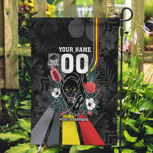 Penrith Panthers 60th Anniversary Custom Garden Flag Native Australian Protea And Hibiscus Tropical Floral