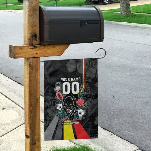Penrith Panthers 60th Anniversary Custom Garden Flag Native Australian Protea And Hibiscus Tropical Floral