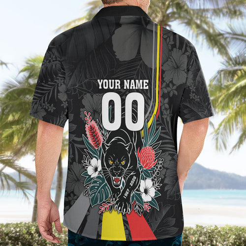 Penrith Panthers 60th Anniversary Custom Hawaiian Shirt Native Australian Protea And Hibiscus Tropical Floral