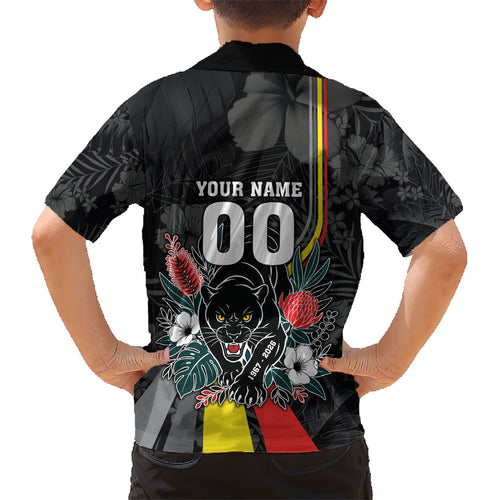 Penrith Panthers 60th Anniversary Custom Kid Hawaiian Shirt Native Australian Protea And Hibiscus Tropical Floral