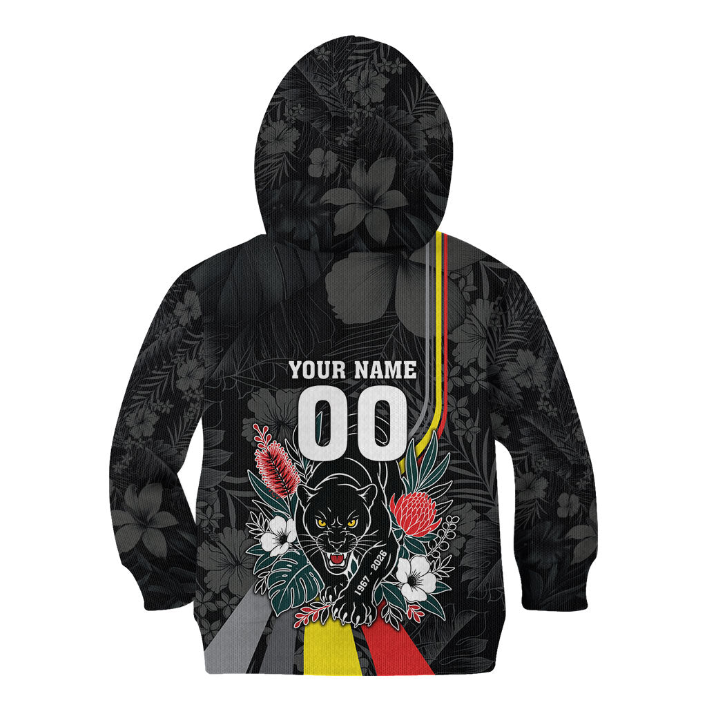 Penrith Panthers 60th Anniversary Custom Kid Hoodie Native Australian Protea And Hibiscus Tropical Floral