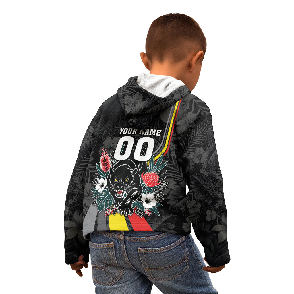 Penrith Panthers 60th Anniversary Custom Kid Hoodie Native Australian Protea And Hibiscus Tropical Floral