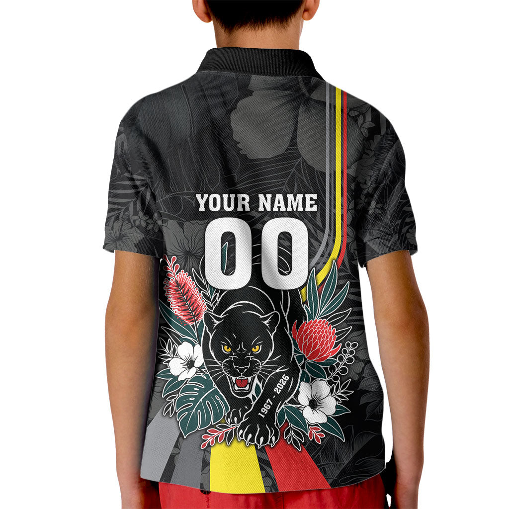 Penrith Panthers 60th Anniversary Custom Kid Polo Shirt Native Australian Protea And Hibiscus Tropical Floral