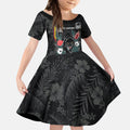 Penrith Panthers 60th Anniversary Custom Kid Short Sleeve Dress Native Australian Protea And Hibiscus Tropical Floral