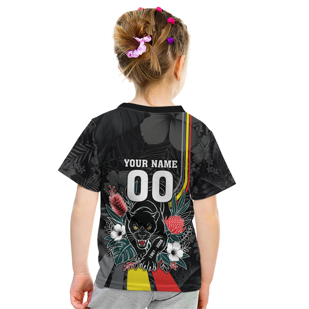 Penrith Panthers 60th Anniversary Custom Kid T Shirt Native Australian Protea And Hibiscus Tropical Floral