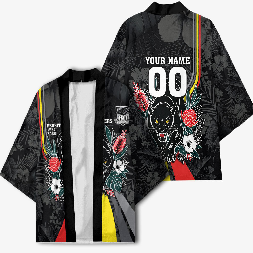 Penrith Panthers 60th Anniversary Custom Kimono Native Australian Protea And Hibiscus Tropical Floral
