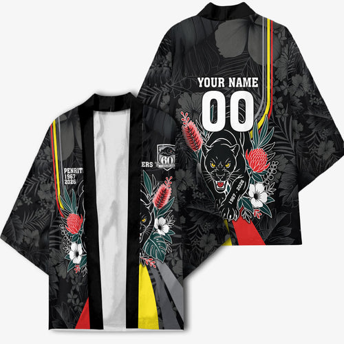 Penrith Panthers 60th Anniversary Custom Kimono Native Australian Protea And Hibiscus Tropical Floral