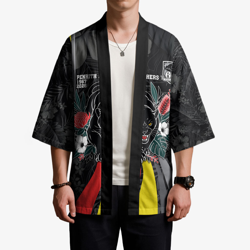 Penrith Panthers 60th Anniversary Custom Kimono Native Australian Protea And Hibiscus Tropical Floral