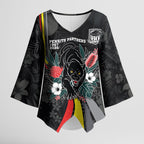 Penrith Panthers 60th Anniversary Custom Kimono Sleeve Blouse Native Australian Protea And Hibiscus Tropical Floral