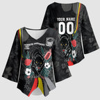 Penrith Panthers 60th Anniversary Custom Kimono Sleeve Blouse Native Australian Protea And Hibiscus Tropical Floral