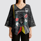 Penrith Panthers 60th Anniversary Custom Kimono Sleeve Blouse Native Australian Protea And Hibiscus Tropical Floral