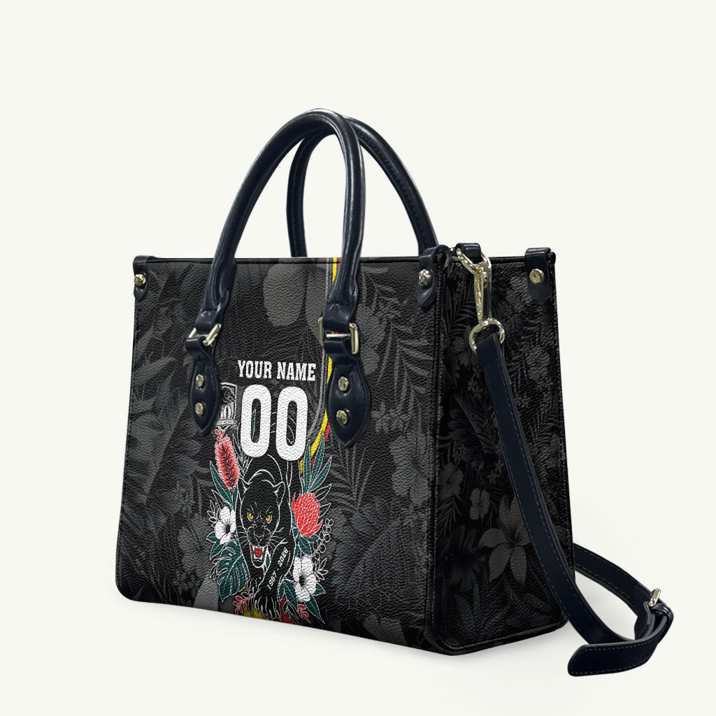 Penrith Panthers 60th Anniversary Custom Leather Bag Native Australian Protea And Hibiscus Tropical Floral