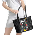 Penrith Panthers 60th Anniversary Custom Leather Tote Bag Native Australian Protea And Hibiscus Tropical Floral