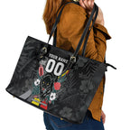 Penrith Panthers 60th Anniversary Custom Leather Tote Bag Native Australian Protea And Hibiscus Tropical Floral