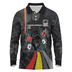 Penrith Panthers 60th Anniversary Custom Long Sleeve Polo Shirt Native Australian Protea And Hibiscus Tropical Floral