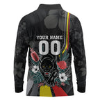 Penrith Panthers 60th Anniversary Custom Long Sleeve Polo Shirt Native Australian Protea And Hibiscus Tropical Floral