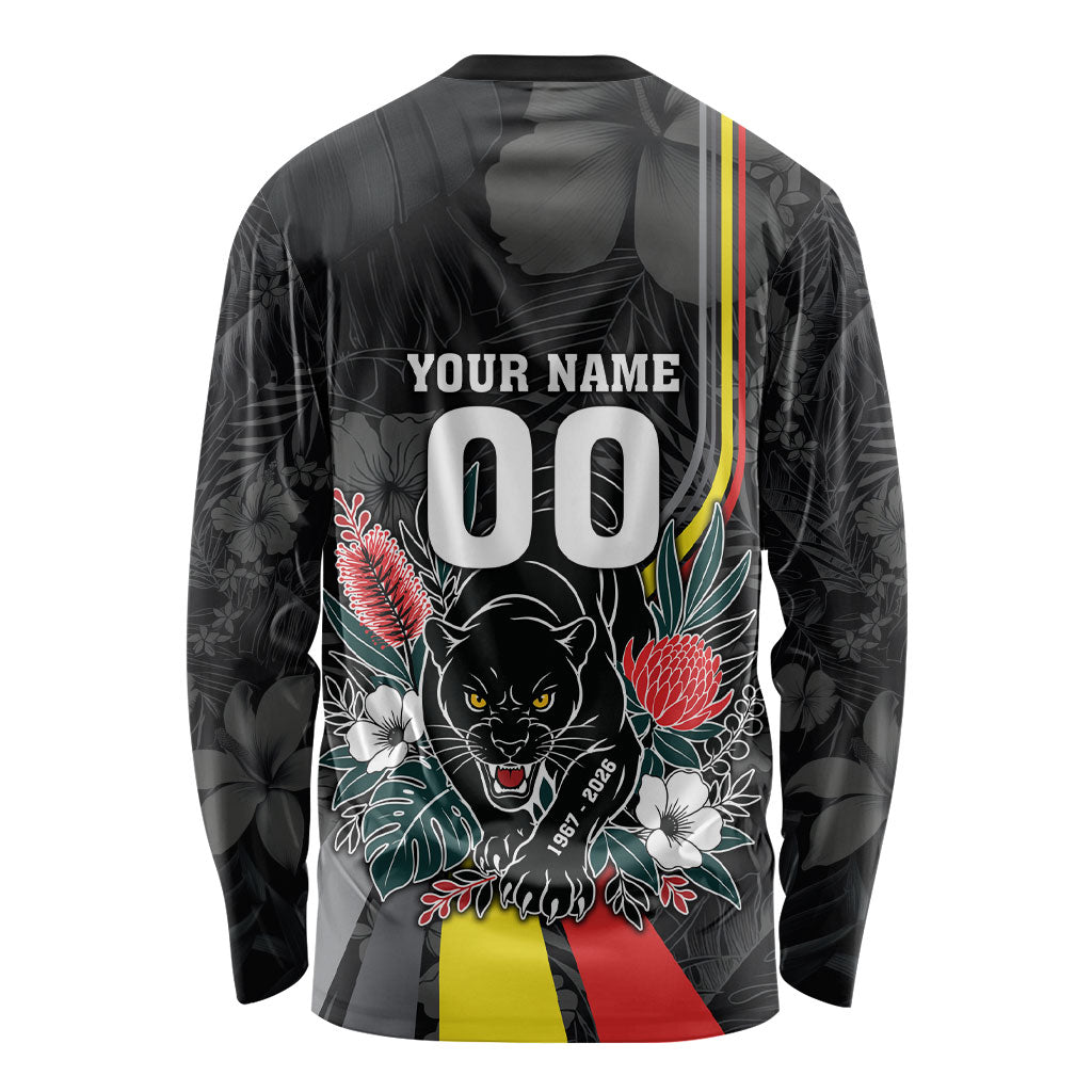 Penrith Panthers 60th Anniversary Custom Long Sleeve Shirt Native Australian Protea And Hibiscus Tropical Floral