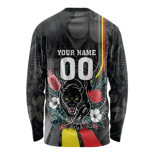 Penrith Panthers 60th Anniversary Custom Long Sleeve Shirt Native Australian Protea And Hibiscus Tropical Floral