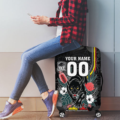 Penrith Panthers 60th Anniversary Custom Luggage Cover Native Australian Protea And Hibiscus Tropical Floral