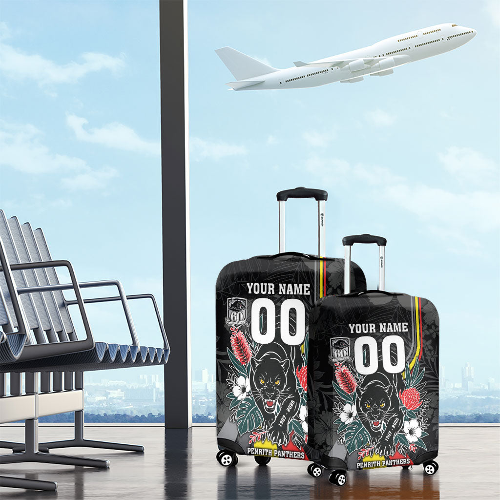 Penrith Panthers 60th Anniversary Custom Luggage Cover Native Australian Protea And Hibiscus Tropical Floral