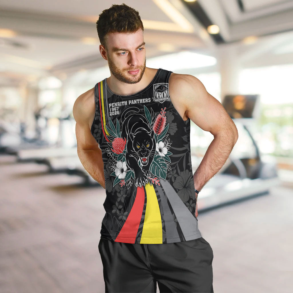 Penrith Panthers 60th Anniversary Custom Men Tank Top Native Australian Protea And Hibiscus Tropical Floral