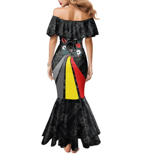 Penrith Panthers 60th Anniversary Custom Mermaid Dress Native Australian Protea And Hibiscus Tropical Floral