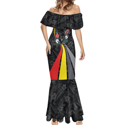 Penrith Panthers 60th Anniversary Custom Mermaid Dress Native Australian Protea And Hibiscus Tropical Floral