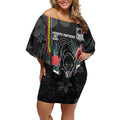 Penrith Panthers 60th Anniversary Custom Off Shoulder Short Dress Native Australian Protea And Hibiscus Tropical Floral