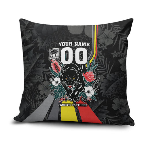 Penrith Panthers 60th Anniversary Custom Pillow Cover Native Australian Protea And Hibiscus Tropical Floral