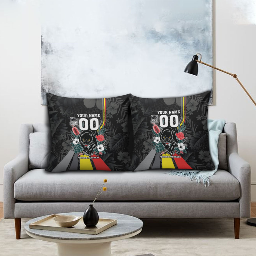 Penrith Panthers 60th Anniversary Custom Pillow Cover Native Australian Protea And Hibiscus Tropical Floral