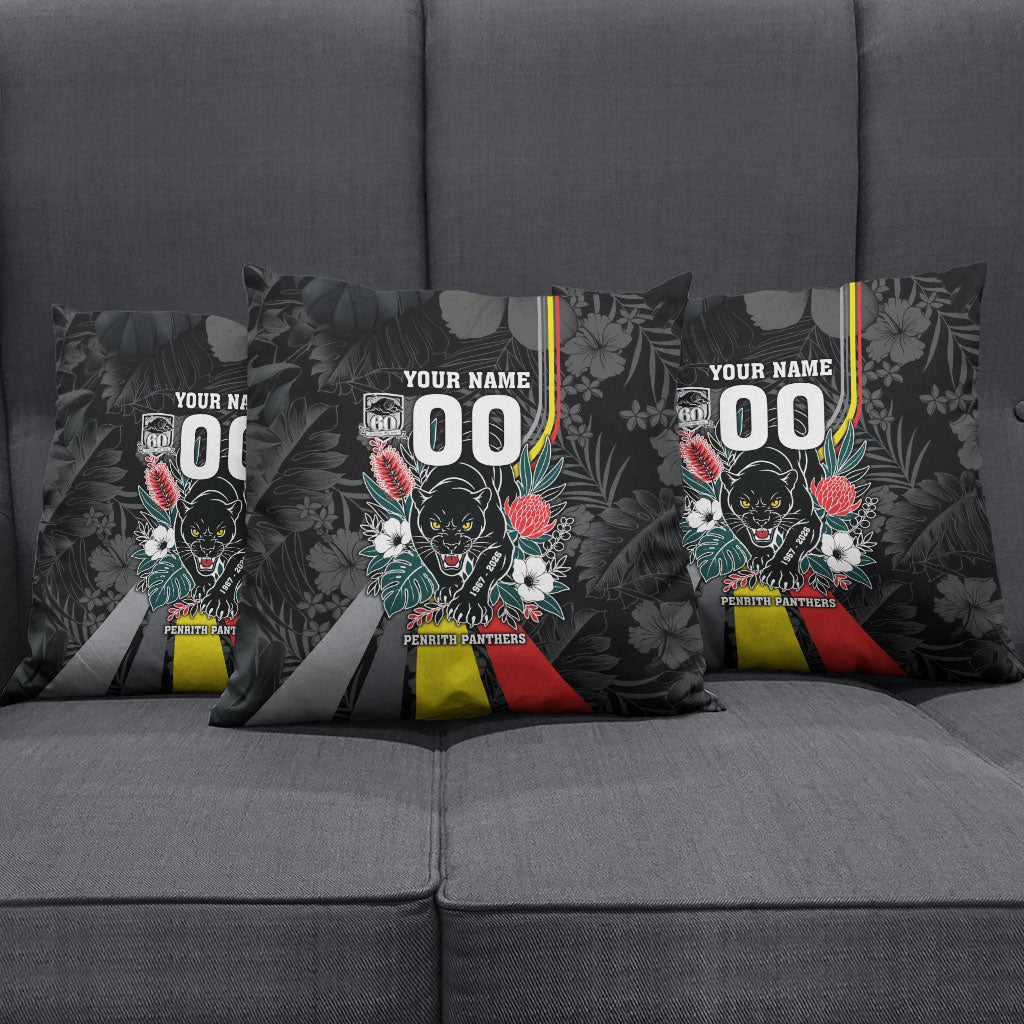 Penrith Panthers 60th Anniversary Custom Pillow Cover Native Australian Protea And Hibiscus Tropical Floral