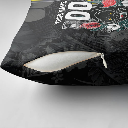 Penrith Panthers 60th Anniversary Custom Pillow Cover Native Australian Protea And Hibiscus Tropical Floral