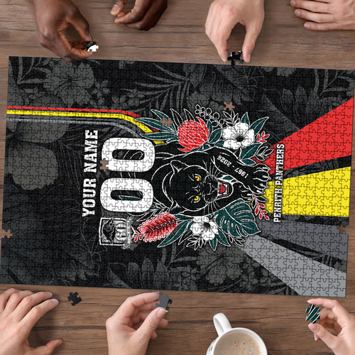 Penrith Panthers 60th Anniversary Custom Puzzle Native Australian Protea And Hibiscus Tropical Floral