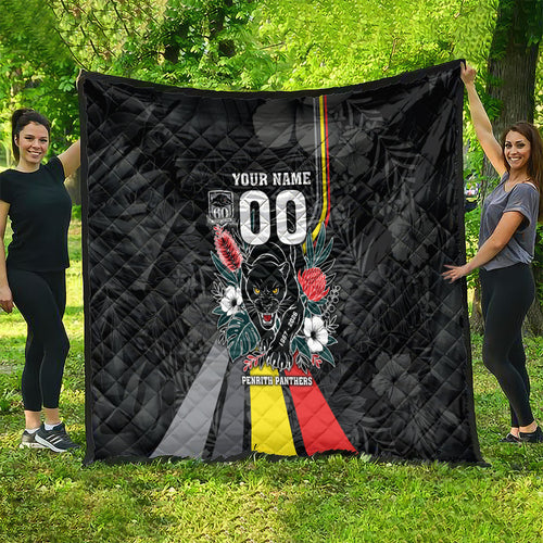 Penrith Panthers 60th Anniversary Custom Quilt Native Australian Protea And Hibiscus Tropical Floral