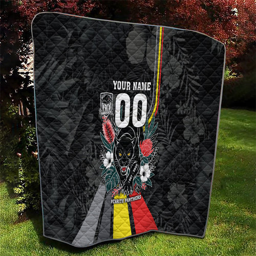 Penrith Panthers 60th Anniversary Custom Quilt Native Australian Protea And Hibiscus Tropical Floral