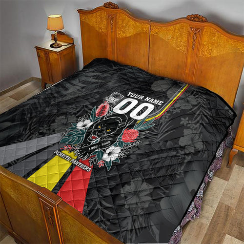 Penrith Panthers 60th Anniversary Custom Quilt Native Australian Protea And Hibiscus Tropical Floral