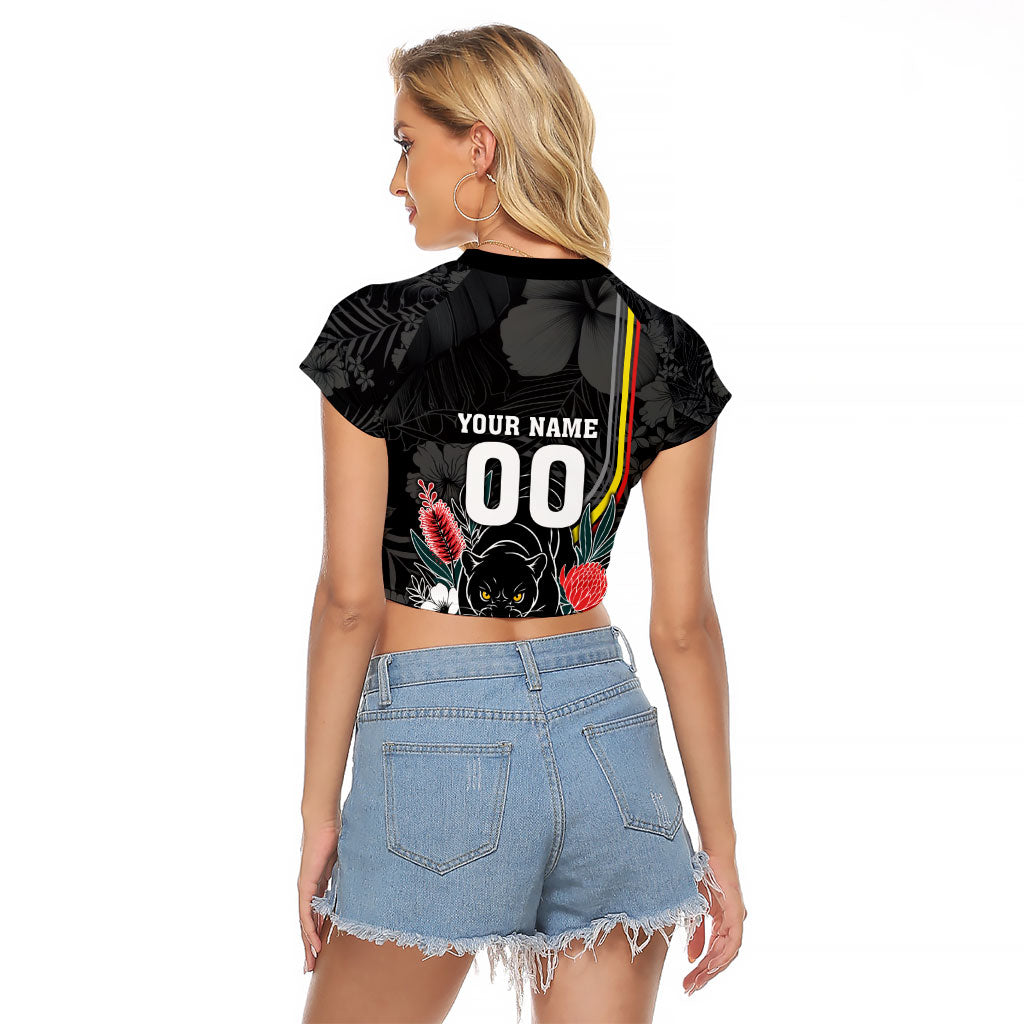 Penrith Panthers 60th Anniversary Custom Raglan Cropped T Shirt Native Australian Protea And Hibiscus Tropical Floral