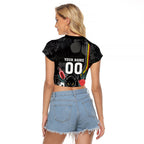 Penrith Panthers 60th Anniversary Custom Raglan Cropped T Shirt Native Australian Protea And Hibiscus Tropical Floral