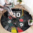 Penrith Panthers 60th Anniversary Custom Round Carpet Native Australian Protea And Hibiscus Tropical Floral