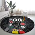 Penrith Panthers 60th Anniversary Custom Round Carpet Native Australian Protea And Hibiscus Tropical Floral