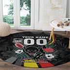 Penrith Panthers 60th Anniversary Custom Round Carpet Native Australian Protea And Hibiscus Tropical Floral