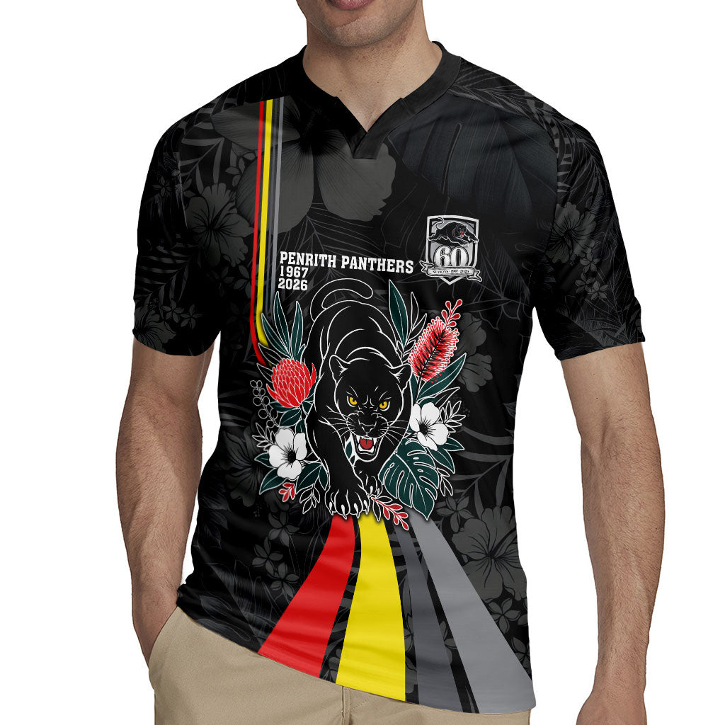 Penrith Panthers 60th Anniversary Custom Rugby Jersey Native Australian Protea And Hibiscus Tropical Floral