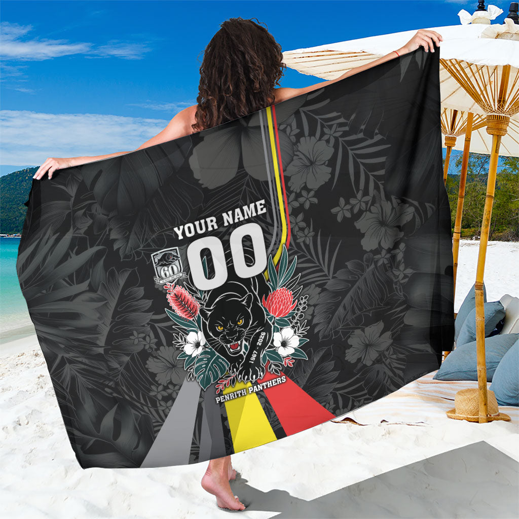 Penrith Panthers 60th Anniversary Custom Sarong Native Australian Protea And Hibiscus Tropical Floral