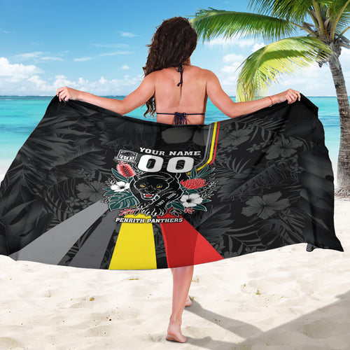 Penrith Panthers 60th Anniversary Custom Sarong Native Australian Protea And Hibiscus Tropical Floral