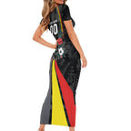 Penrith Panthers 60th Anniversary Custom Short Sleeve Bodycon Dress Native Australian Protea And Hibiscus Tropical Floral