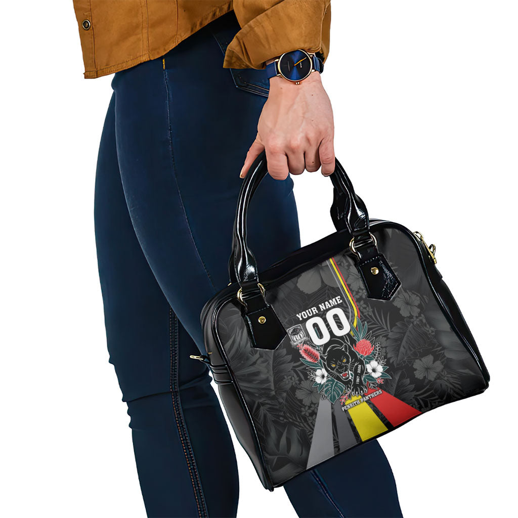 Penrith Panthers 60th Anniversary Custom Shoulder Handbag Native Australian Protea And Hibiscus Tropical Floral