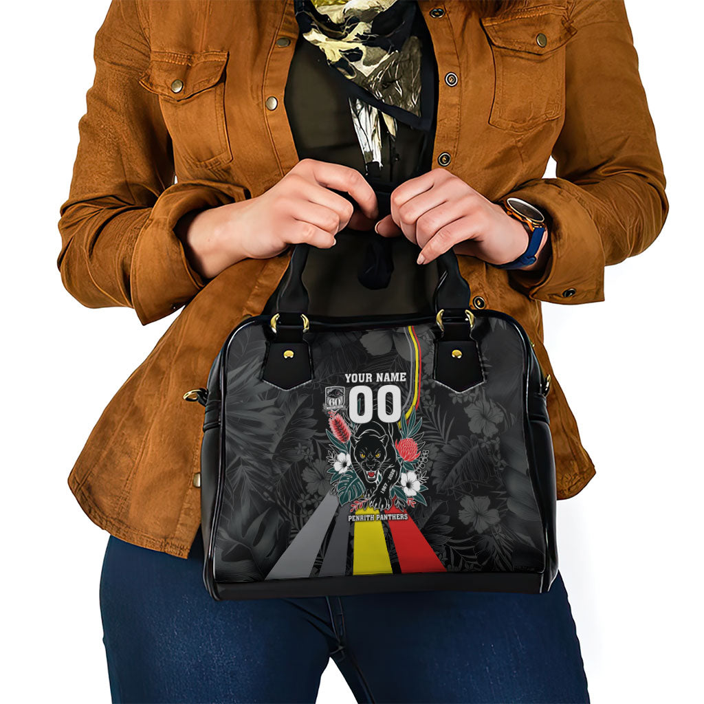 Penrith Panthers 60th Anniversary Custom Shoulder Handbag Native Australian Protea And Hibiscus Tropical Floral