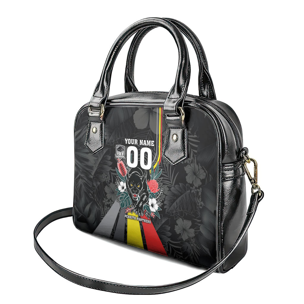 Penrith Panthers 60th Anniversary Custom Shoulder Handbag Native Australian Protea And Hibiscus Tropical Floral