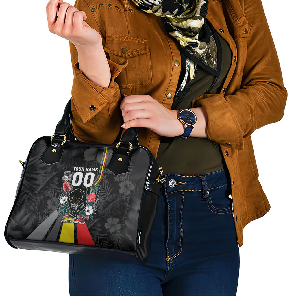 Penrith Panthers 60th Anniversary Custom Shoulder Handbag Native Australian Protea And Hibiscus Tropical Floral