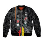 Penrith Panthers 60th Anniversary Custom Sleeve Zip Bomber Jacket Native Australian Protea And Hibiscus Tropical Floral